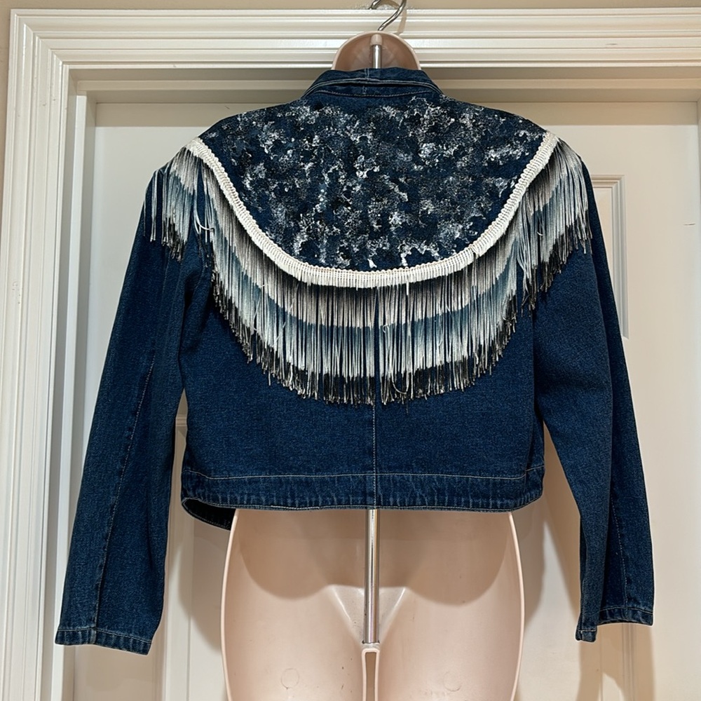 Vintage EUC Wanted by Beads Beautiful Country Style Jean Open Jacket Size S - Picture 6 of 8